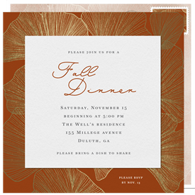 'Gilded Ginkgo Leaves' Fall Party Invitation