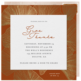 'Gilded Ginkgo Leaves' Thanksgiving Invitation
