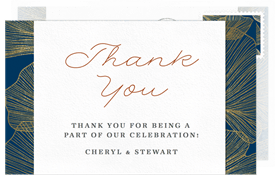 'Gilded Ginkgo Leaves' Anniversary Party Thank You Note