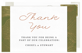 'Gilded Ginkgo Leaves' Anniversary Party Thank You Note