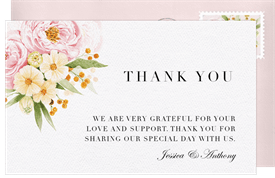 'Dreamy Peonies' Wedding Thank You Note