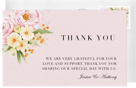 'Dreamy Peonies' Wedding Thank You Note