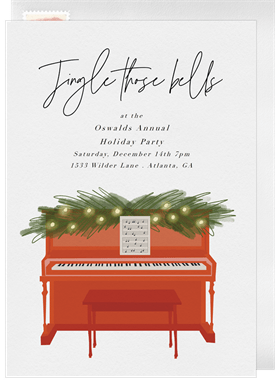 'Festive Piano' Holiday Party Invitation