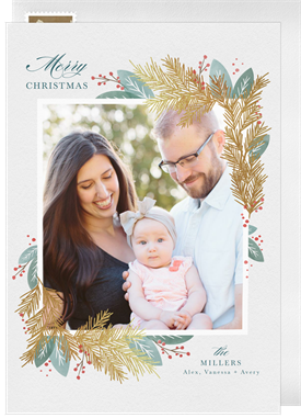 'Golden Pine Needles' Holiday Greetings Card