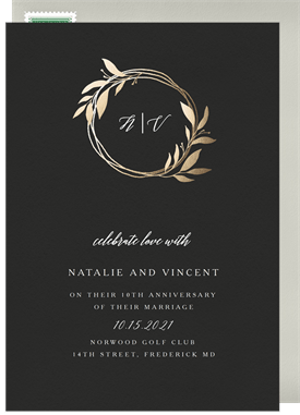 'Wreath Monogram' Anniversary Party Invitation