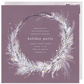 'Boho Winter Wreath' Holiday Party Invitation