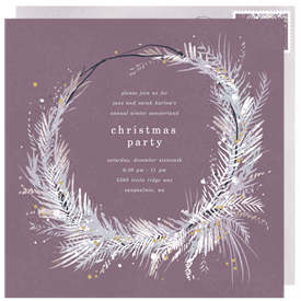 'Boho Winter Wreath' Christmas Party Invitation