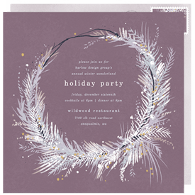 'Boho Winter Wreath' Business Holiday Party Invitation