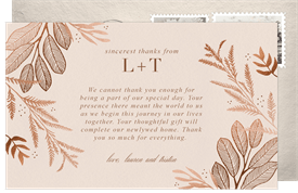 'Romantic Guilded Leaves' Wedding Thank You Note