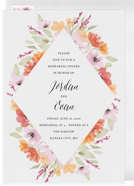 'Painted Blooms' Rehearsal Dinner Invitation