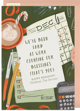 'Counting Our Blessings' Business Holiday Greetings Card