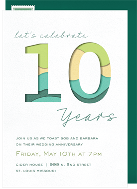 'Layered 10' Anniversary Party Invitation