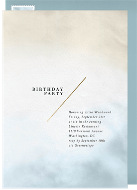 'Two Tone Watercolor Wash' Adult Birthday Invitation