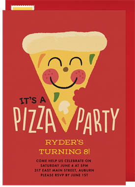 'Happy Pizza' Kids Birthday Invitation