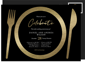 'Stylized Table Setting' Anniversary Party Invitation