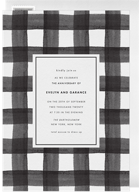 'Playful Gingham' Anniversary Party Invitation