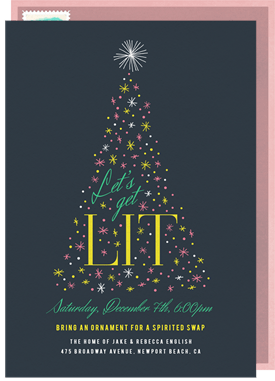 'Lit Tree' Christmas Party Invitation