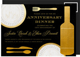 'Gilded Place Setting' Anniversary Party Invitation