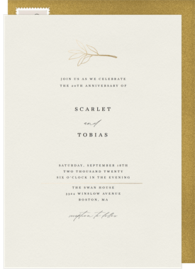 'Gilded Leaf' Anniversary Party Invitation