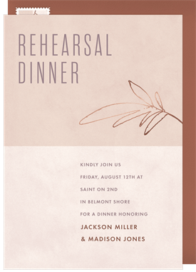 'Gilded Branch' Rehearsal Dinner Invitation