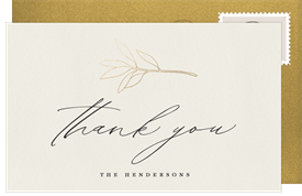 'Gilded Leaf' Anniversary Party Thank You Note