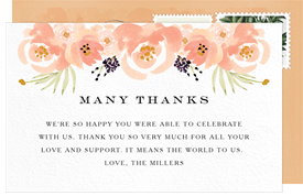 'Peachy Florals' Rehearsal Dinner Thank You Note