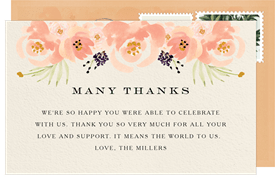 'Peachy Florals' Rehearsal Dinner Thank You Note