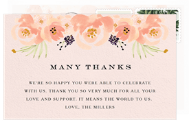 'Peachy Florals' Rehearsal Dinner Thank You Note