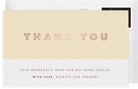 'Bronze Statement' Anniversary Party Thank You Note
