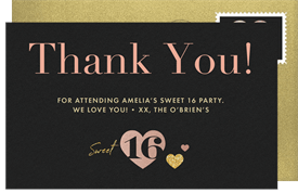 'Sweetheart 16' Sweet 16 Thank You Note