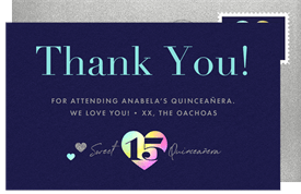 'Sweetheart Quinceañera' Quinceañera Thank You Note