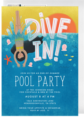 'Dive In!' Pool Party Invitation