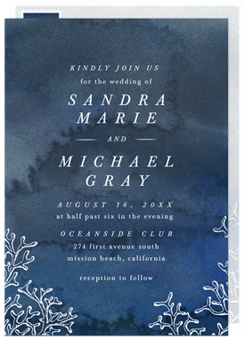 'Ocean Blue Watercolor' Wedding Invitation