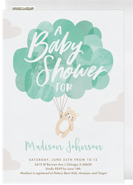 'Balloon Bear' Baby Shower Invitation