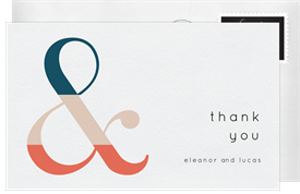 'Tri-color Ampersand' Wedding Thank You Note