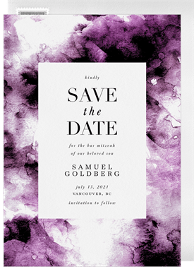 'Cloudy Watercolor' Bar Mitzvah Save the Date