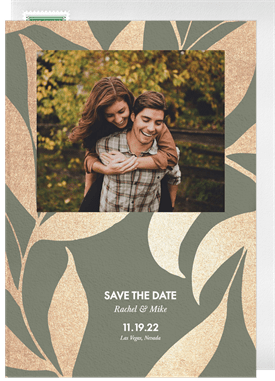 'Champagne Leaves' Wedding Save the Date