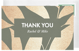 'Champagne Leaves' Wedding Thank You Note