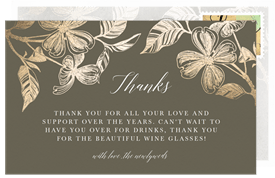 'Golden Flowers' Wedding Thank You Note