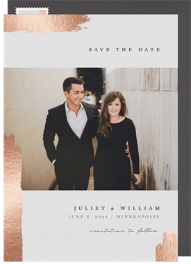 'Foil Brush Strokes' Wedding Save the Date