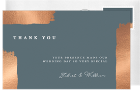 'Foil Brush Strokes' Wedding Thank You Note