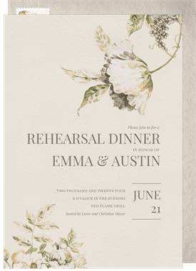 'Vintage Floral Romance' Rehearsal Dinner Invitation