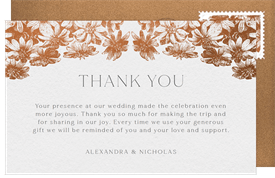 'Gilded Vintage Floral' Wedding Thank You Note