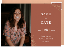 'Delicate Corner Sprigs' Bat Mitzvah Save the Date