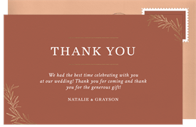 'Delicate Corner Sprigs' Wedding Thank You Note