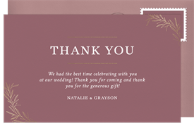 'Delicate Corner Sprigs' Wedding Thank You Note