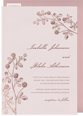 'Rose Gold Clover' Wedding Invitation