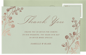 'Rose Gold Clover' Wedding Thank You Note