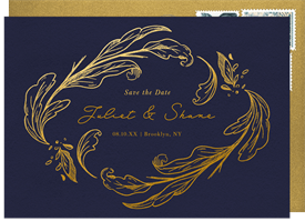 'Etched Leaves' Wedding Save the Date