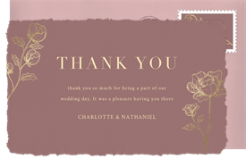 'Golden Florals' Wedding Thank You Note